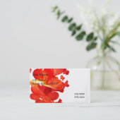 色彩の鮮やかなハートを浮かべる赤 名刺 (スタンド正面)