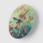 色彩の鮮やかなバラの柱時計 ラウンド壁時計 (傾斜)