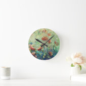 色彩の鮮やかなバラの柱時計 ラウンド壁時計 (ホーム)