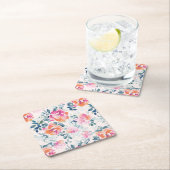 色彩の鮮やかなバラパターン スクエアペーパーコースター (インサイチュ)