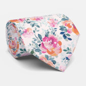 色彩の鮮やかなバラパターン ネクタイ (ロール)