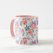 色彩の鮮やかなバラパターン マグカップ (正面左)