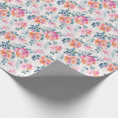 色彩の鮮やかなバラパターン ラッピングペーパー (角)