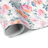 色彩の鮮やかなバラパターン ラッピングペーパー (ロールコーナー)