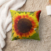 色彩の鮮やかなヒマワリのデザイン クッション (ブランケット)