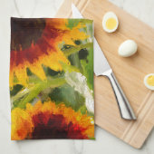 色彩の鮮やかなヒマワリ キッチンタオル (四つ折り)