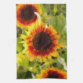 色彩の鮮やかなヒマワリ キッチンタオル (縦)