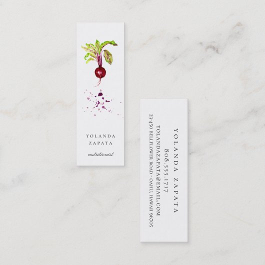 色彩の鮮やかなビートの小型名刺 スキニー名刺 (正面/裏面)