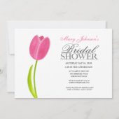 色彩の鮮やかなピンクのチューリップのブライダルシャワーのパーティーカード 招待状 (裏面)