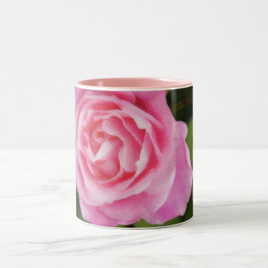 色彩の鮮やかなピンクのバラ ツートーンマグカップ (中央)