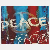 色彩の鮮やかなピースサイン フリースブランケット (正面(横))