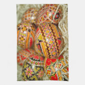 色彩の鮮やかなルーマニア人のイースターエッグ キッチンタオル (縦)