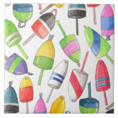 色彩の鮮やかなロブスターのブイ タイル (正面)