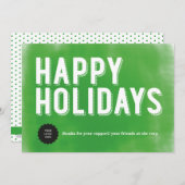 色彩の鮮やかな休日の緑の平たい箱 シーズンカード (正面/裏面)