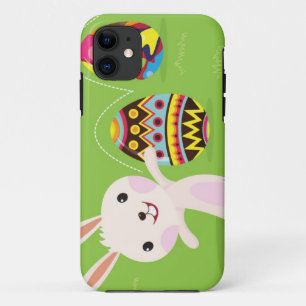 色彩の鮮やかな卵とよくはしゃぐなイースターのウサギ iPhone 11 ケース