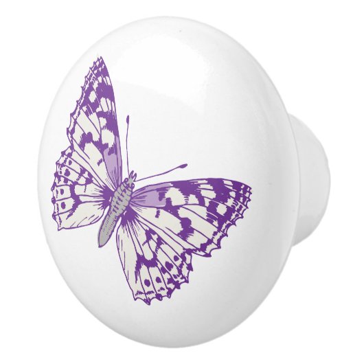 色彩の鮮やかな女性蝶紫色のインクをしみ込ませられた芸術のドアノブ セラミックノブ (右)