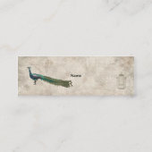 色彩の鮮やかな孔雀の白いヴィンテージの名刺かラベル スキニー名刺 (裏面)