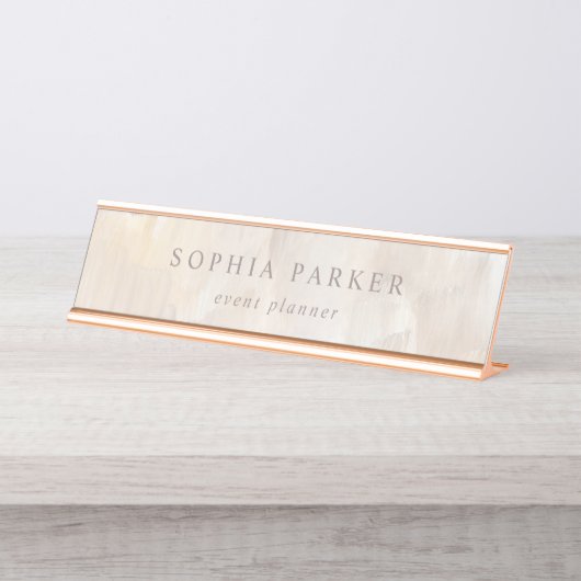 色彩の鮮やかな抽象芸術|のエレガントな最小主義のニュートラル デスクネームプレート (正面)