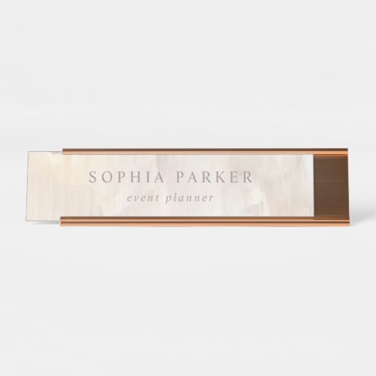 色彩の鮮やかな抽象芸術|のエレガントな最小主義のニュートラル デスクネームプレート (正面)