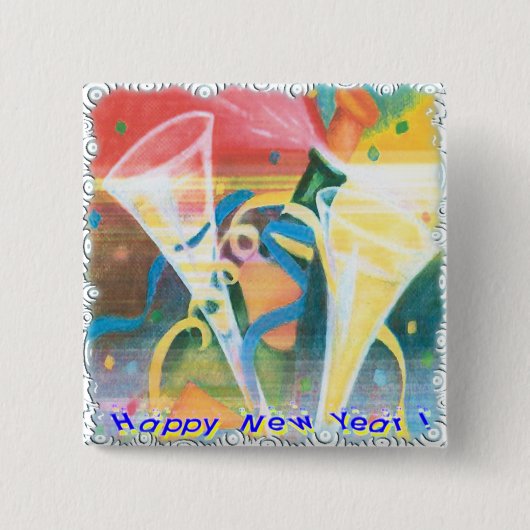 色彩の鮮やかな新年 缶バッジ (正面)