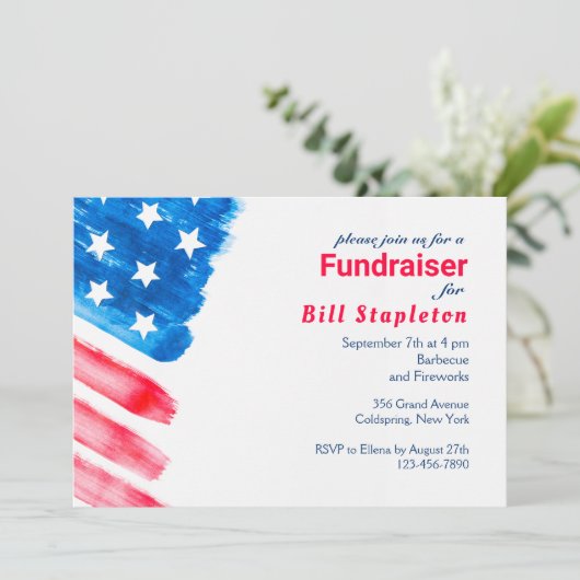 色彩の鮮やかな旗の政治募金活動の招待状 招待状 (スタンド正面)