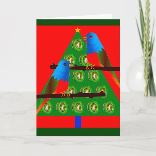 色彩の鮮やかな旗布の鳥の芸術のカード新年の シーズンカード (正面)