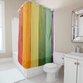 色彩の鮮やかな木製の壁、トレンディー、ガーリー、おもしろいかわいい、モダン、 シャワーカーテン (インサイチュ)