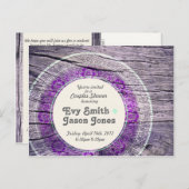 色彩の鮮やかな木-カスタムなInviation -紫色 + ティール（緑がかった色） インビテーションポストカード (正面/裏面)