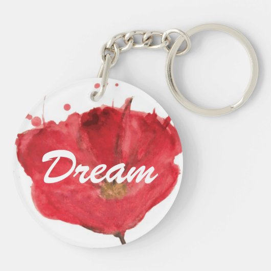 色彩の鮮やかな水彩画のケシの花2 キーホルダー (裏面)