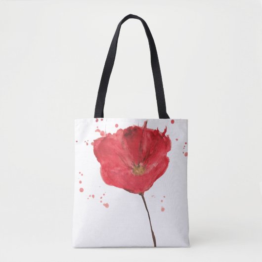 色彩の鮮やかな水彩画のケシの花2 トートバッグ (正面)