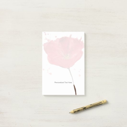 色彩の鮮やかな水彩画のケシの花2 ポストイット (デスク上)