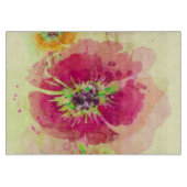 色彩の鮮やかな水彩画のケシ2 カッティングボード (正面)