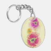 色彩の鮮やかな水彩画のケシ2 キーホルダー (正面左)