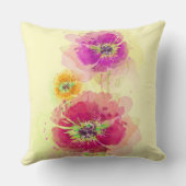 色彩の鮮やかな水彩画のケシ2 クッション (裏面)
