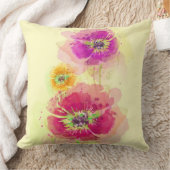 色彩の鮮やかな水彩画のケシ2 クッション (ブランケット)