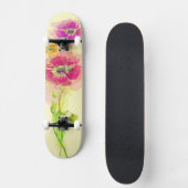 色彩の鮮やかな水彩画のケシ2 スケートボード (正面)