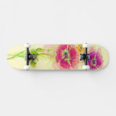 色彩の鮮やかな水彩画のケシ2 スケートボード (横)