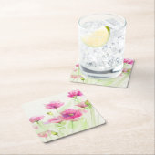 色彩の鮮やかな水彩画のケシ3 スクエアペーパーコースター (インサイチュ)