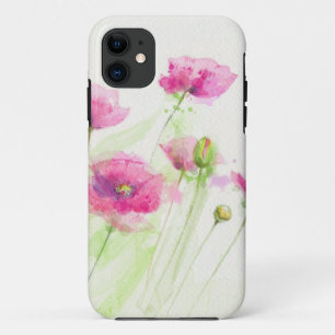 色彩の鮮やかな水彩画のケシ3 iPhone 11 ケース