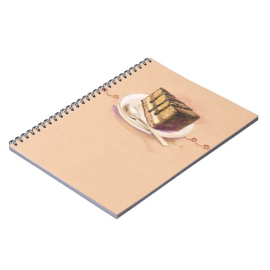 色彩の鮮やかな水彩画のケーキが付いているカード ノートブック (左側)