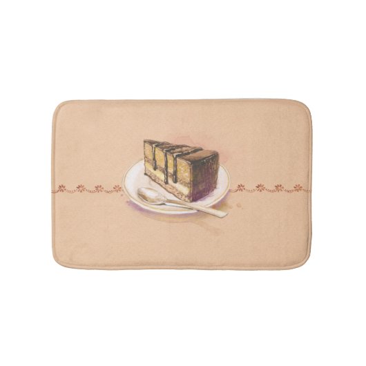 色彩の鮮やかな水彩画のケーキが付いているカード バスマット (正面)