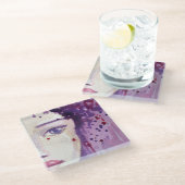 色彩の鮮やかな水彩画の背景 ガラスコースター (アングル)