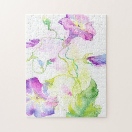 色彩の鮮やかな水彩画のconvolvulusの花 ジグソーパズル (縦)