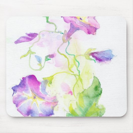 色彩の鮮やかな水彩画のconvolvulusの花 マウスパッド (正面)