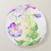 色彩の鮮やかな水彩画のconvolvulusの花 ラウンドクッション (裏面)