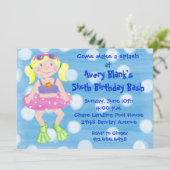 色彩の鮮やかな水泳党ブロンドの女性の女の子 招待状 (スタンド正面)