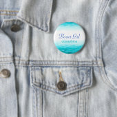 色彩の鮮やかな海のフラワー・ガールの青い結婚式ピン/ボタン 缶バッジ (インサイチュ)