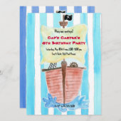 色彩の鮮やかな海賊船の誕生日の招待状 招待状 (正面/裏面)