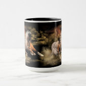 色彩の鮮やかな砂漠の黒15のozのマグ、一突き色及びスタイル マグカップ (中央)