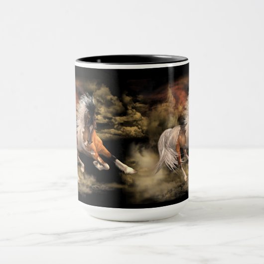 色彩の鮮やかな砂漠の黒15のozのマグ、一突き色及びスタイル マグカップ (中央)